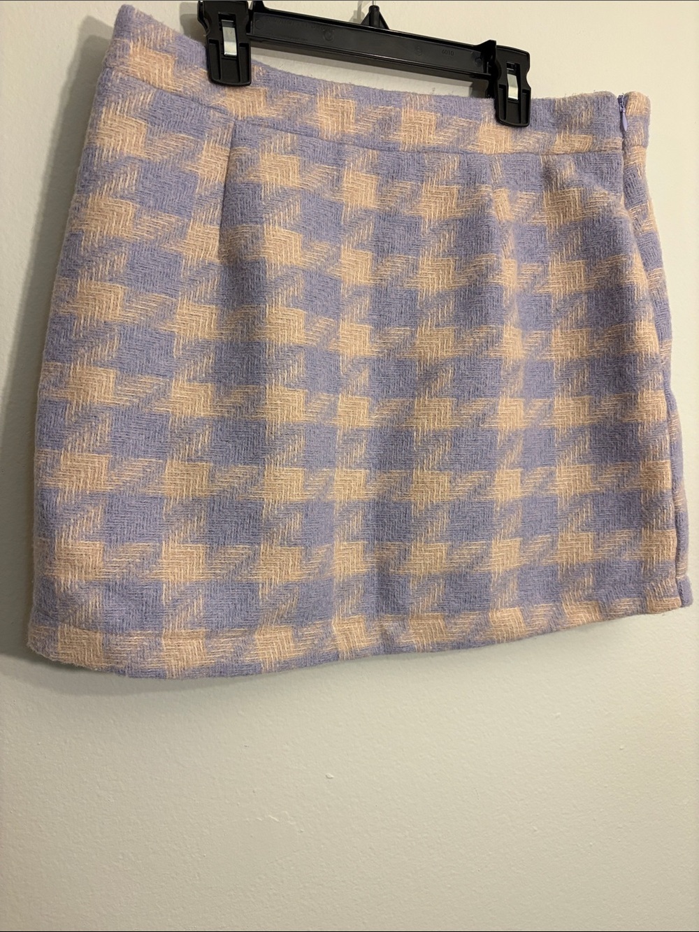 HYFVE Lilac and Cream Houndstooth Mini Skirt